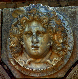 An image of a Gorgon head from leptis Magna, copyright Daniel Pett